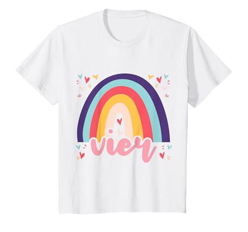 Kinder 4. Geburtstag süßes Regenbogen Mädchen 4 Jahre alt Niedlich T-Shirt von Süße Geburtstagsgeschenke für Mädchen Regenbogen