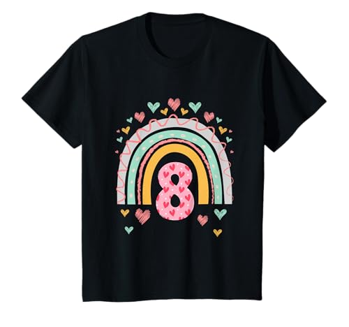 Kinder 8. Geburtstag süßes Regenbogen Mädchen 8 Jahre alt Deko T-Shirt von Süße Geburtstagsgeschenke für Mädchen Regenbogen