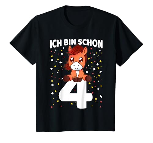 4. Geburtstag 4. Jahre Mädchen Süßes Pferd Ich Bin Schon 4 T-Shirt von Süße Geschenke Zum Geburtstag Für Mädchen & Junge