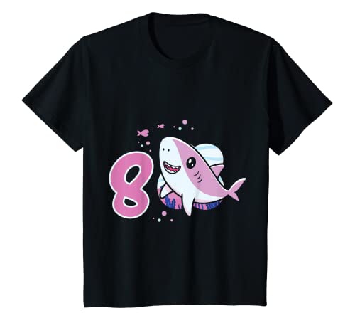 Kinder 8. Geburtstag Haifisch Hai Kinder 8 Jahre Mädchen T-Shirt Kinder 8. Geburtstag Haifisch Hai Kinder 8 Jahre Mädchen T-Shirt von Süße Hai Haifisch Geburtstag Designs für Mädchen
