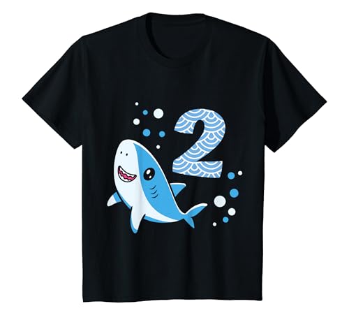 Kinder 2. Geburtstag Haifisch Hai Kinder 2 Jahre Junge Mädchen T-Shirt von Süße Hai Haifisch Geburtstag Designs