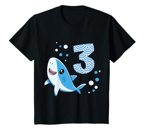 3. Geburtstag Haifisch Hai Kinder 3 Jahre Junge Mädchen T-Shirt von Süße Hai Haifisch Geburtstag Designs