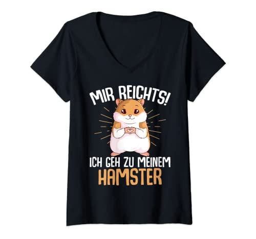 Damen Mir reichts ich geh zu meinem Hamster Mädchen Frauen Kinder T-Shirt mit V-Ausschnitt von Süße Hamster & Haustier Geschenke