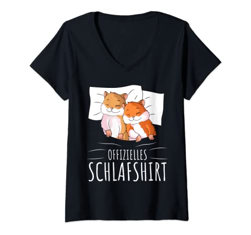 Damen Offizielles Schlafshirt Hamster T-Shirt mit V-Ausschnitt Damen Offizielles Schlafshirt Hamster T-Shirt mit V-Ausschnitt von Süße Hamster & Haustier Geschenke