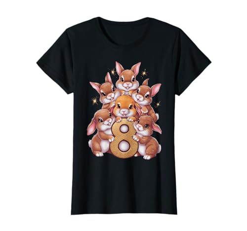 8. Geburtstag Hase Kaninchen Mädchen Geburtstag 8 Jahre alt T-Shirt von Süße Hasen Geschenke für Mädchen zum Geburtstag