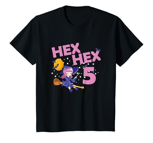 Kinder Ich bin jetzt 5 | Kinder 5 Jahre Geburtstag Hexe Mädchen T-Shirt Kinder Ich bin jetzt 5 | Kinder 5 Jahre Geburtstag Hexe Mädchen T-Shirt von Süße Hexe Kindergeburtstags Deko 5 Halloween