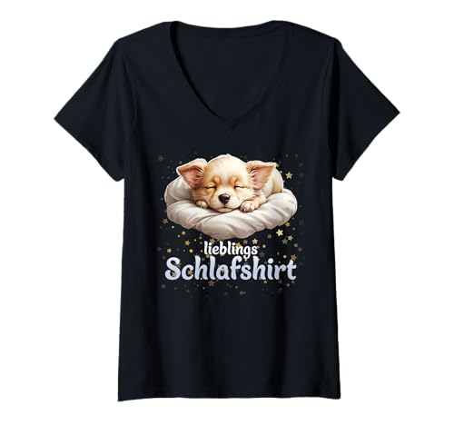 Damen lieblings Schlafshirt - Hundebaby - Schlafi mit süßem Hund T-Shirt mit V-Ausschnitt Damen lieblings Schlafshirt - Hundebaby - Schlafi mit süßem Hund T-Shirt mit V-Ausschnitt von Süße Hunde & Katzen Babys Merchandise & Geschenke
