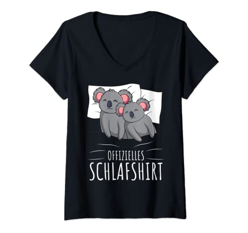 Damen Offizielles Schlafshirt Koala Koalabär T-Shirt mit V-Ausschnitt von Süße Koala Liebhaber Geschenke