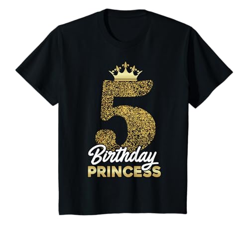 Kinder 5. Geburtstag Mädchen Kinder Prinzessin süße Retro Krone T-Shirt von Süße Krone Motive 5. Geburtstag Mädchen 5 Jahre