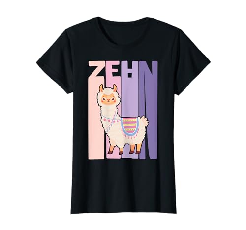 10. Geburtstag Mädchen süßes Lama Alpaka 10 Jahre alt T-Shirt von Süße Lama Alpaka Mädchen Geburtstag Designs