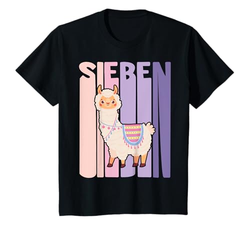 7. Geburtstag Mädchen süßes Lama Alpaka 7 Jahre alt T-Shirt von Süße Lama Alpaka Mädchen Geburtstag Designs