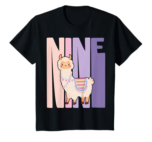 Kinder 9. Geburtstag Mädchen süßes Lama Alpaka 9 Jahre alt T-Shirt von Süße Lama Alpaka Mädchen Geburtstag Designs