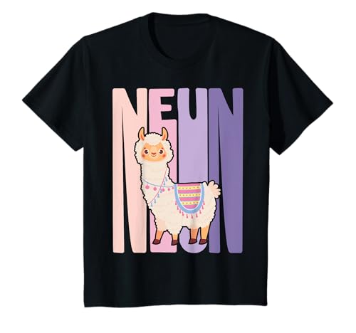 9. Geburtstag Mädchen süßes Lama Alpaka 9 Jahre alt T-Shirt von Süße Lama Alpaka Mädchen Geburtstag Designs