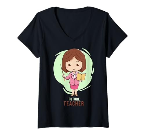 Damen Student Lehrerin Traum Klassenzimmer Zukunft Lehrer T-Shirt mit V-Ausschnitt von Süße Lernende Erzieherin Schulstarter