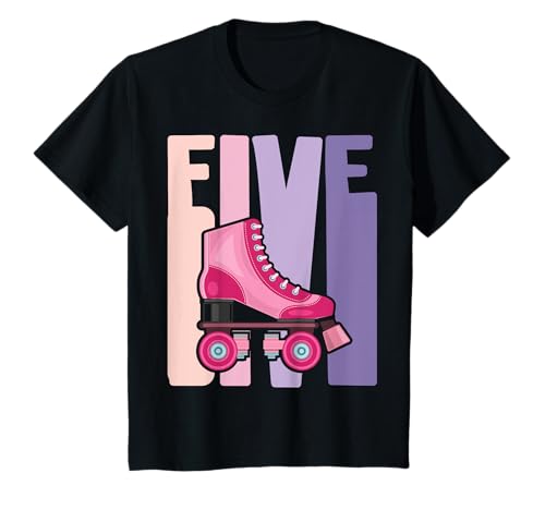 5. Geburtstag Mädchen süßes Rollschuh Roller 5 Jahre alt T-Shirt von Süße Mädchen Rollschuh Fahrer Geburtstag Designs