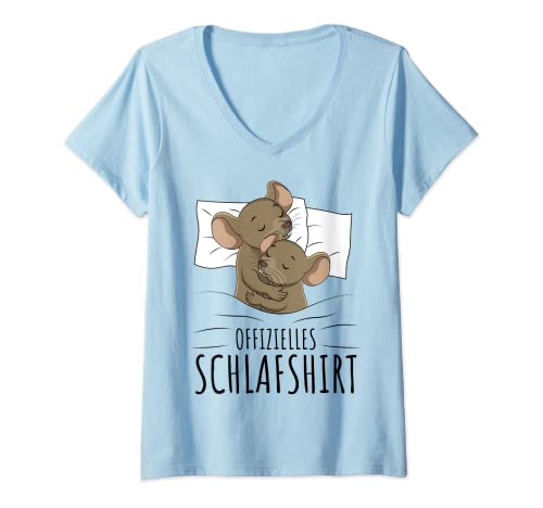 Damen Offizielles Schlafshirt Maus Schlafen Mäuse T-Shirt mit V-Ausschnitt Damen Offizielles Schlafshirt Maus Schlafen Mäuse T-Shirt mit V-Ausschnitt von Süße Maus & Haustier Geschenke