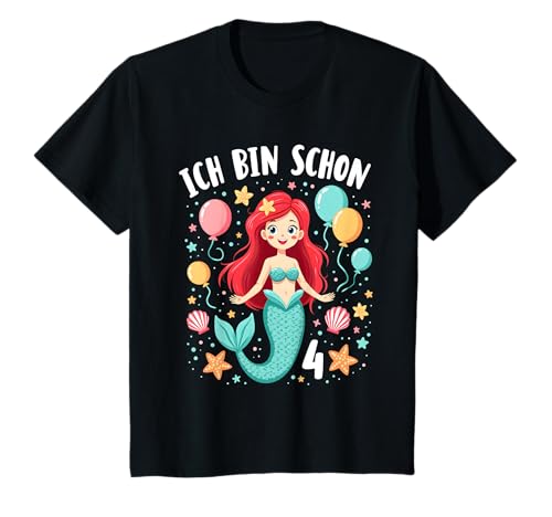 Kinder Ich bin schon 4 Meerjungfrau Geburtstag Mädchen T-Shirt Kinder Ich bin schon 4 Meerjungfrau Geburtstag Mädchen T-Shirt von Süße Meerjungfrau Geburtstag Kinder Geschenke