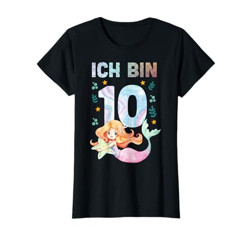 10. Geburtstag Meerjungfrau Nixe Mädchen süßes 10 Jahre alt T-Shirt von Süße Meerjungfrau Geburtstag Mädchen Geschenkideen