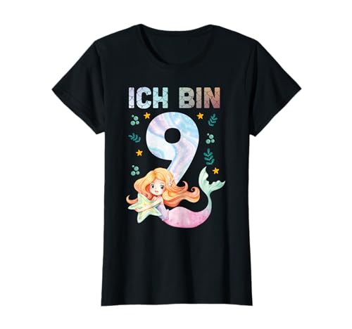 9. Geburtstag Meerjungfrau Nixe Mädchen süßes 9 Jahre alt T-Shirt von Süße Meerjungfrau Geburtstag Mädchen Geschenkideen