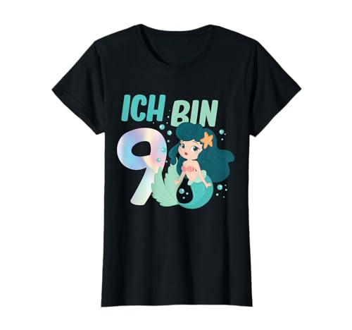 9. Geburtstag Meerjungfrau Nixe Mädchen süßes 9 Jahre alt T-Shirt von Süße Meerjungfrau Geburtstag Mädchen Geschenkideen