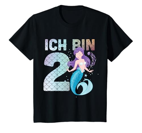 Kinder 2. Geburtstag Meerjungfrau Nixe Mädchen süßes 2 Jahre alt T-Shirt von Süße Meerjungfrau Geburtstag Mädchen Geschenkideen