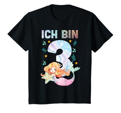 Kinder 3. Geburtstag Meerjungfrau Nixe Mädchen süßes 3 Jahre alt T-Shirt von Süße Meerjungfrau Geburtstag Mädchen Geschenkideen