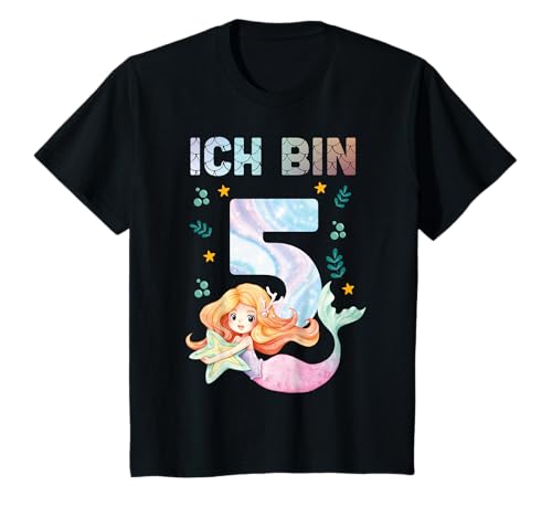 5. Geburtstag Meerjungfrau Nixe Mädchen süßes 5 Jahre alt T-Shirt von Süße Meerjungfrau Geburtstag Mädchen Geschenkideen