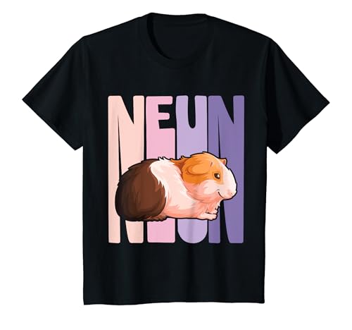 Kinder 9. Geburtstag Mädchen süßes Meerschweinchen 9 Jahre alt T-Shirt von Süße Meerschweinchen Mädchen Geburtstag Designs