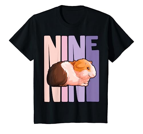 Kinder 9. Geburtstag Mädchen süßes Meerschweinchen 9 Jahre alt T-Shirt von Süße Meerschweinchen Mädchen Geburtstag Designs