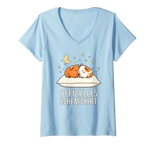 Damen Offizielles Schlafshirt Meerschweinchen T-Shirt mit V-Ausschnitt Damen Offizielles Schlafshirt Meerschweinchen T-Shirt mit V-Ausschnitt von Süße Meerschweinchen Schlafshirt Damen Herren