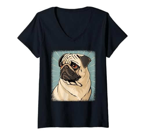 Damen Mops Design Für Einen Mopsbesitzer T-Shirt mit V-Ausschnitt Damen Mops Design Für Einen Mopsbesitzer T-Shirt mit V-Ausschnitt von Süße Mops Geschenke