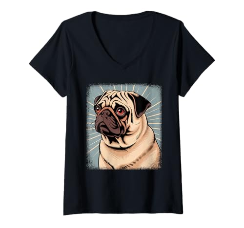 Damen Mops Design Für Einen Mopsbesitzer T-Shirt mit V-Ausschnitt Damen Mops Design Für Einen Mopsbesitzer T-Shirt mit V-Ausschnitt von Süße Mops Geschenke