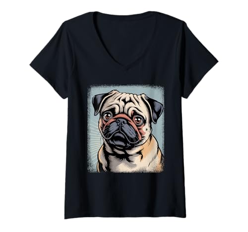 Damen Mops Design Für Einen Mopsbesitzer T-Shirt mit V-Ausschnitt Damen Mops Design Für Einen Mopsbesitzer T-Shirt mit V-Ausschnitt von Süße Mops Geschenke