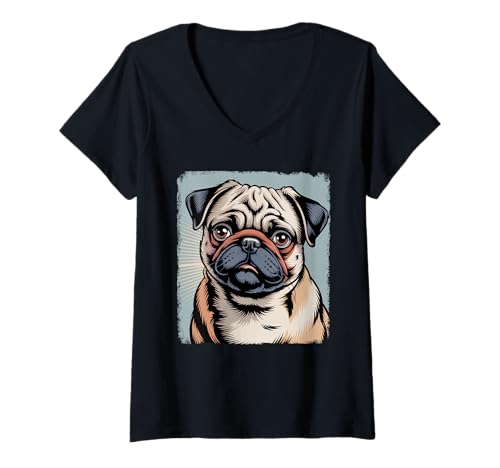 Damen Mops Design Für Einen Mopsbesitzer T-Shirt mit V-Ausschnitt Damen Mops Design Für Einen Mopsbesitzer T-Shirt mit V-Ausschnitt von Süße Mops Geschenke