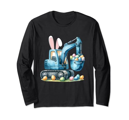 Osterhase Bagger mit Hasenohren Für Ostern für Jungen Kinder Langarmshirt von Süße Ostern Designs Für Kinder Osterhase & Hase