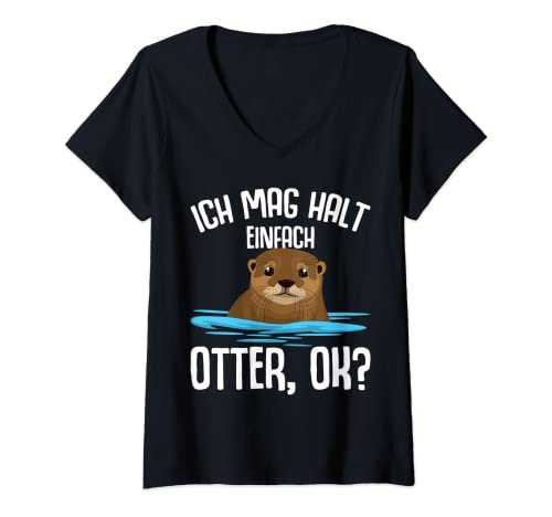 Damen Ich mag halt Otter Seeotter Kinder Damen Herren T-Shirt mit V-Ausschnitt von Süße Otter Designs & Geschenkideen