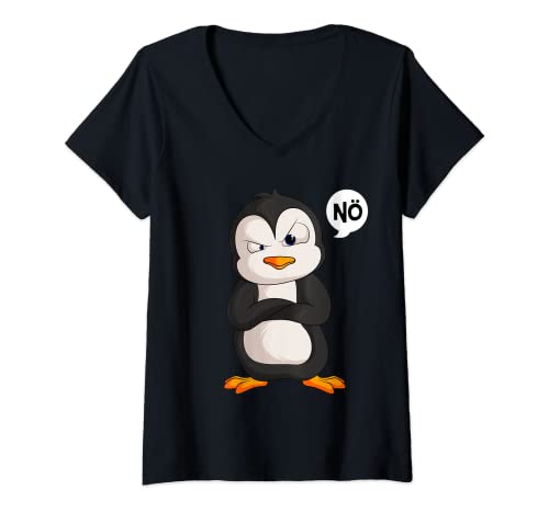 Damen Pinguin Nö Kinder Mädchen Jungen Penguin T-Shirt mit V-Ausschnitt von Süße Pinguin Liebhaber Geschenke