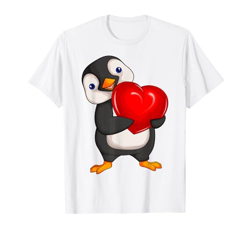 Süße Pinguin Liebhaber Geschenke Damen Mädchen Kinder Penguin T-Shirt, Weiß, Small, Kurzarm, Klassische Passform, Valentinstag, Weihnachten, Geburtstag von Süße Pinguin Liebhaber Geschenke