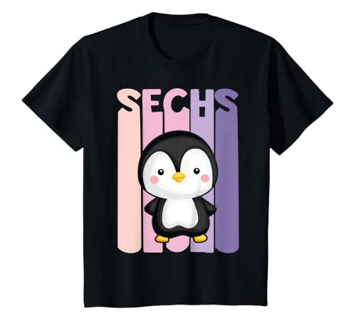 Kinder 6. Geburtstag Mädchen süßes Pinguin 6 Jahre alt T-Shirt von Süße Pinguin Mädchen Geburtstag Designs