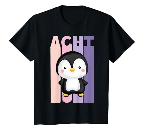 Kinder 8. Geburtstag Mädchen süßes Pinguin 8 Jahre alt T-Shirt von Süße Pinguin Mädchen Geburtstag Designs