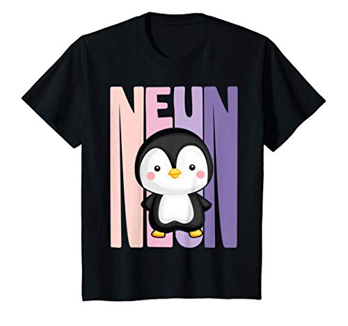 Kinder 9. Geburtstag Mädchen süßes Pinguin 9 Jahre alt T-Shirt von Süße Pinguin Mädchen Geburtstag Designs