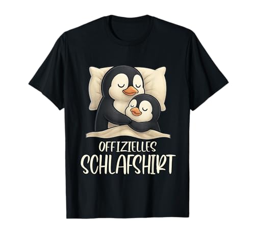 Offizielles Schlafshirt Damen Herren Kurzarm Pinguin T-Shirt von Süße Pinguin Schlafshirt Damen Herren Geschenke