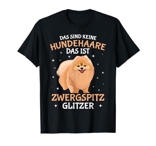 Süße Pomeranian & Zwergspitz Hunde Geschenke Damen T-Shirt Schwarz Cartoon Zwergspitz Glitzer Pomeranian Motiv Klassische Passform V-Ausschnitt Kurzarm Klein von Süße Pomeranian & Zwergspitz Hunde Geschenke