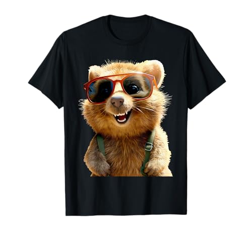Süße Quokkas für Quokka Liebhaber Australien Fans - Damen T-Shirt - Schwarz - Small - Kurzarm - Klassische Passform - Cartoon Quokka mit Sonnenbrille Motiv - Be Quokka Happy! Süße Quokkas für Quokka Liebhaber Australien Fans - Damen T-Shirt - Schwarz - Small - Kurzarm - Klassische Passform - Cartoon Quokka mit Sonnenbrille Motiv - Be Quokka Happy! von Süße Quokkas für Quokka Liebhaber Australien Fans