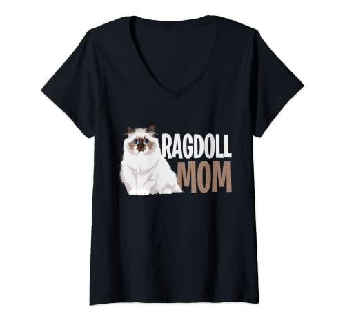 Damen Ragdoll Katze Mom Liebhaberin Besitzerin T-Shirt mit V-Ausschnitt Damen Ragdoll Katze Mom Liebhaberin Besitzerin T-Shirt mit V-Ausschnitt von Süße Ragdoll Katzen Design Geschenke