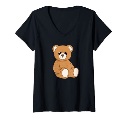 Damen Süßer Teddybär I Kuscheltier I Plüschtier I Teddybär T-Shirt mit V-Ausschnitt von Süße Teddybär Geschenke