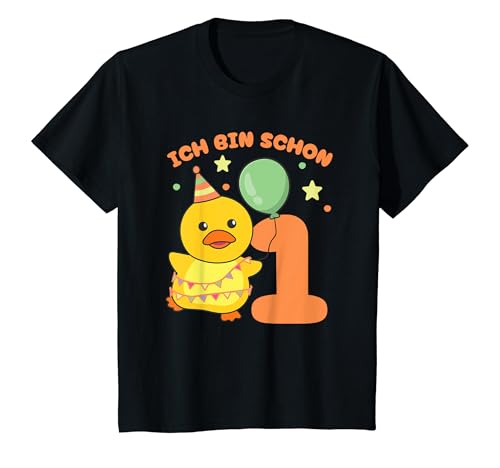 Kinder Ente Ich bin schon 1 Enten Geburtstags Kinder T-Shirt von Süße Tiere Geschenkidee zum 1. Geburtstag