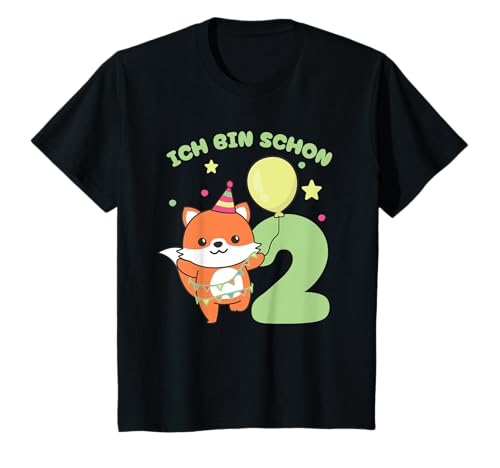 Fuchs Ich bin schon 2 Füchse Geburtstags Kinder T-Shirt von Süße Tiere Geschenkidee zum 2. Geburtstag