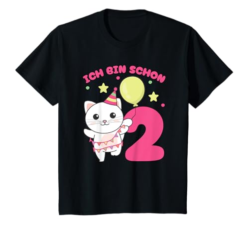 Katze Ich bin schon 2 Katzen Geburtstags Kinder T-Shirt von Süße Tiere Geschenkidee zum 2. Geburtstag