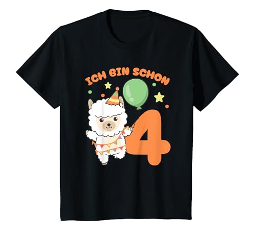 Kinder Alpaka Ich bin schon 4 Alpakas Geburtstags Kinder T-Shirt von Süße Tiere Geschenkidee zum 4. Geburtstag